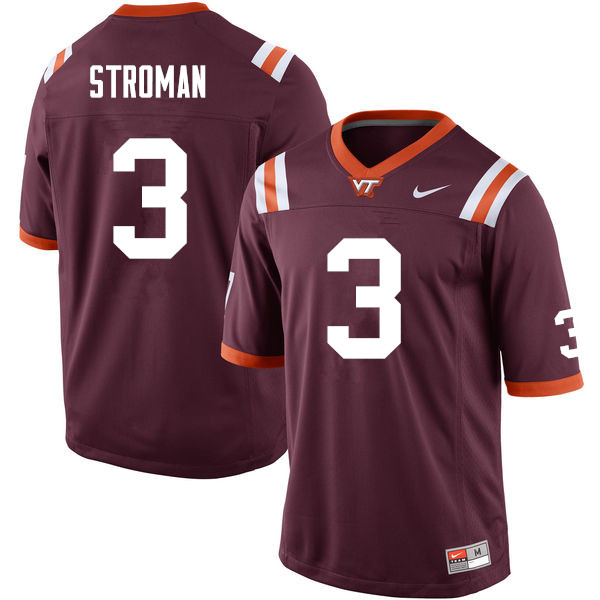 Men #3 Greg Stroman Virginia Tech Hokies College Football Jerseys Sale-Maroon
